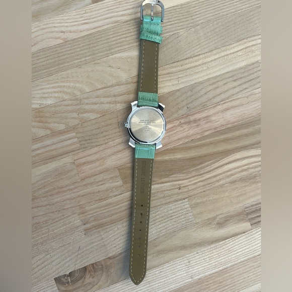 Anne Klein Ladies Watch Crystals Galore Green Genuine Leather Strap